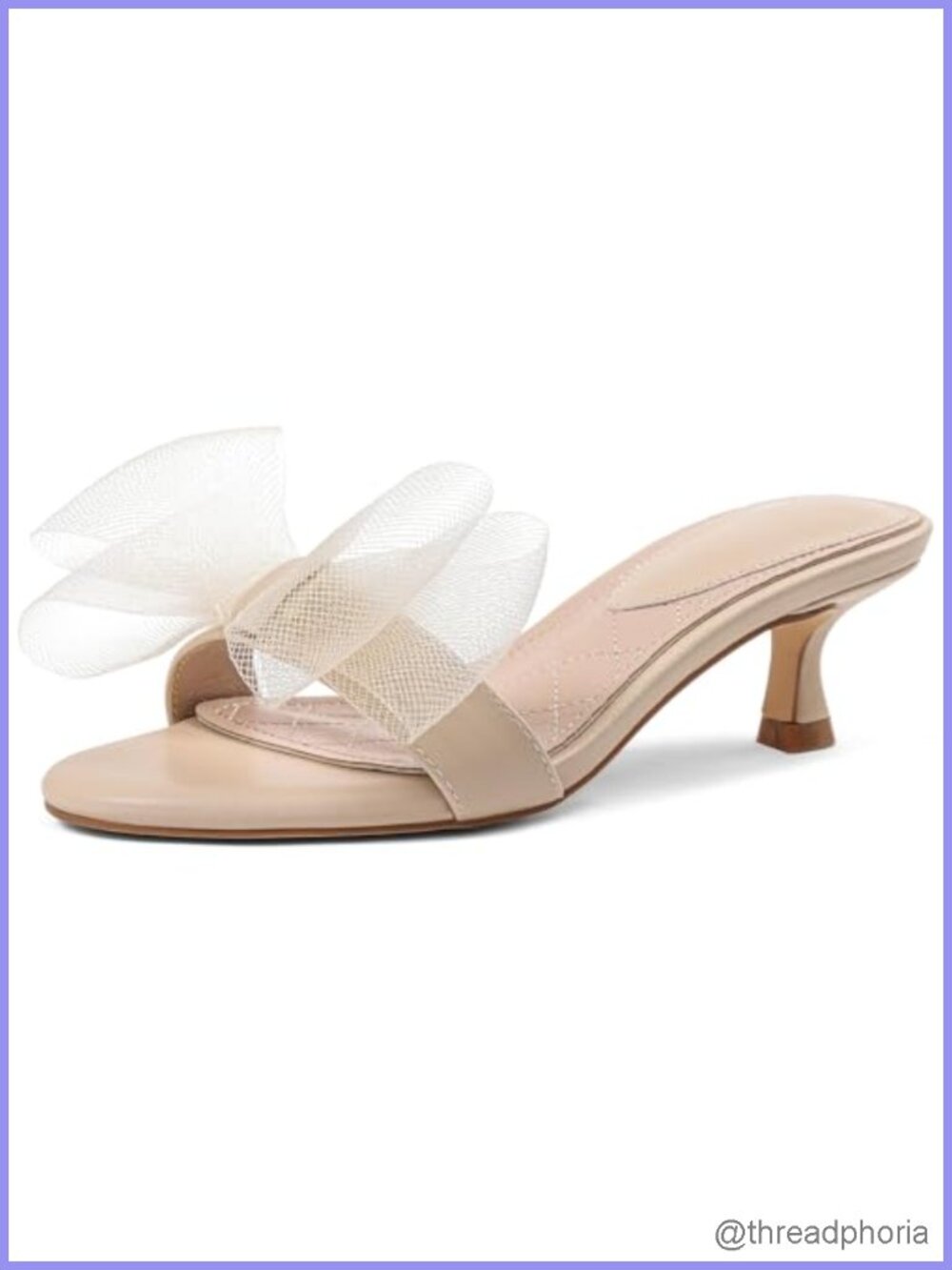 Kitten Heels for Women Bow Mules Slip on Stiletto Heeled Sandals